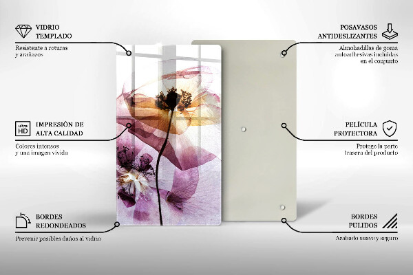 Glass worktop saver Delicate flowers