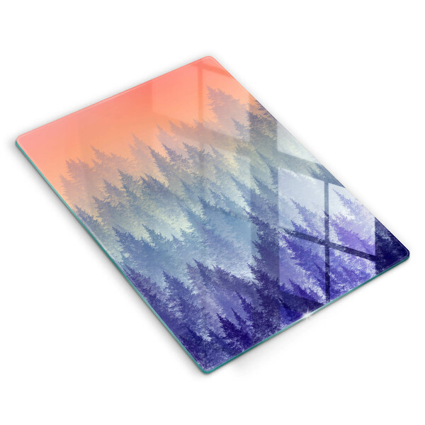 Glass worktop saver Forest at sunset