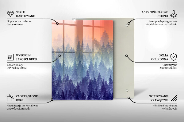 Glass worktop saver Forest at sunset