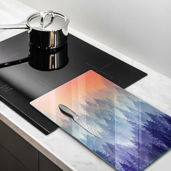 Glass worktop saver Forest at sunset