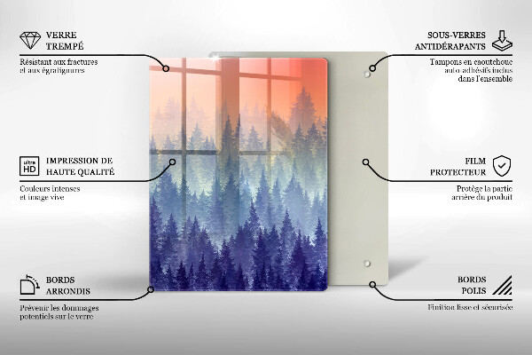 Glass worktop saver Forest at sunset