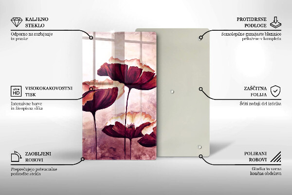 Glass worktop saver Painting flowers