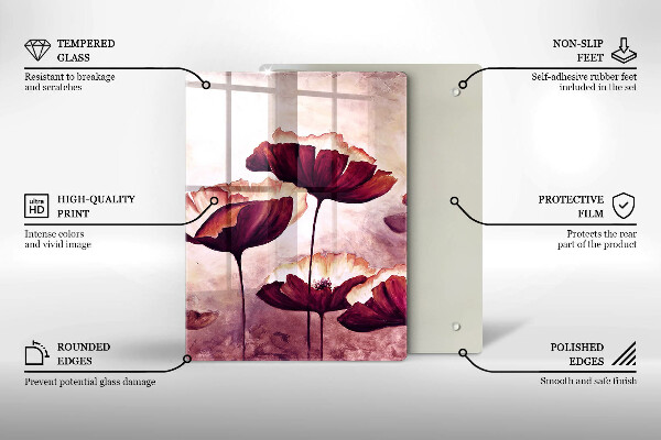 Glass worktop saver Painting flowers