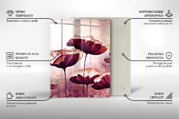 Glass worktop saver Painting flowers