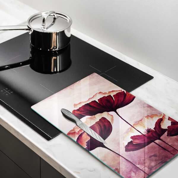 Glass worktop saver Painting flowers