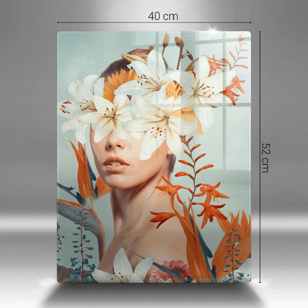 Glass worktop saver A woman in flowers