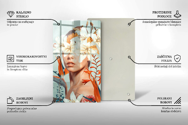 Glass worktop saver A woman in flowers