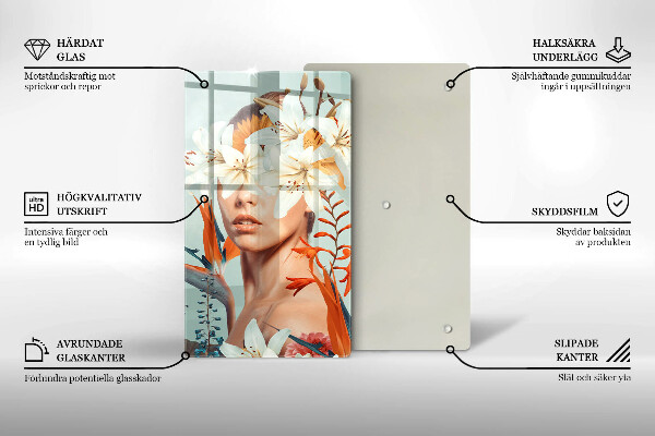 Glass worktop saver A woman in flowers