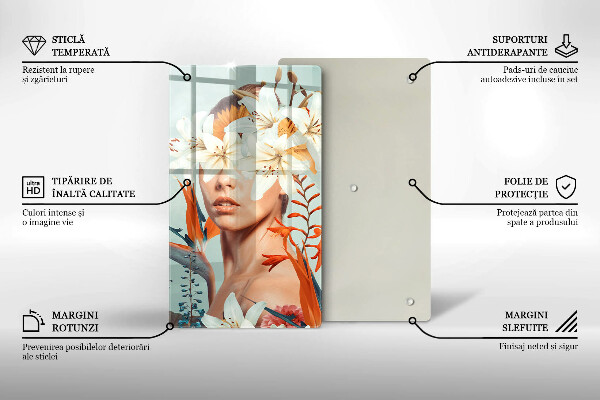 Glass worktop saver A woman in flowers