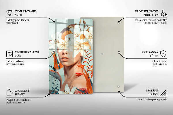 Glass worktop saver A woman in flowers