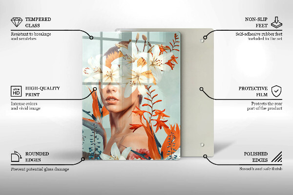 Glass worktop saver A woman in flowers