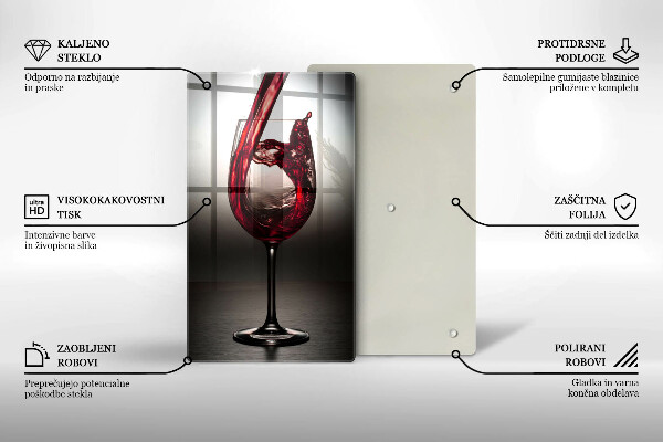 Cutting board Glass and red wine