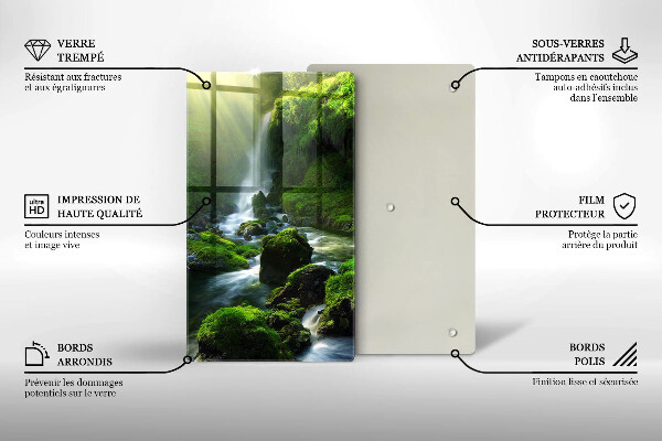 Glass worktop saver Waterfall in the jungle