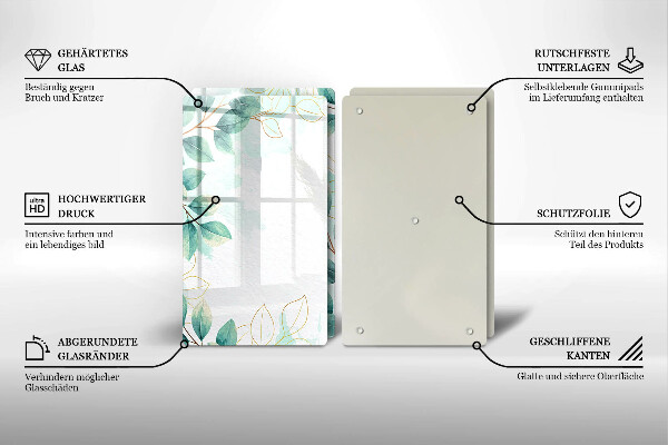 Chopping board Painted leaves