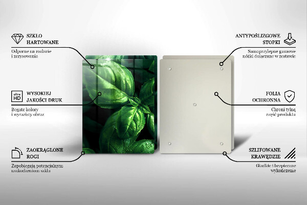 Chopping board Basil leaves