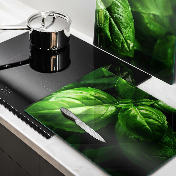 Chopping board Basil leaves