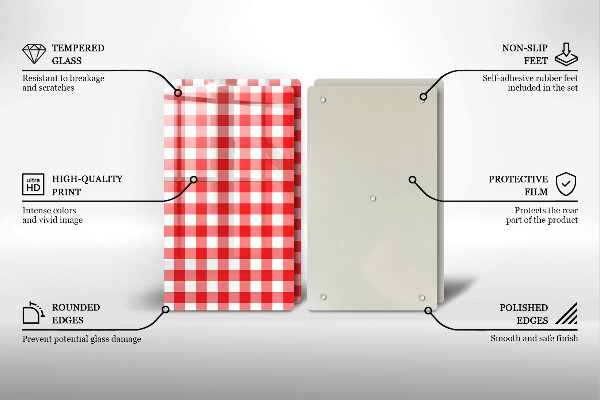 Chopping board Red white grille