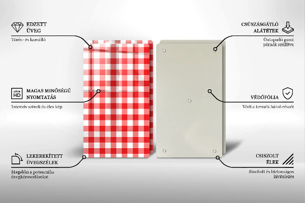 Chopping board Red white grille