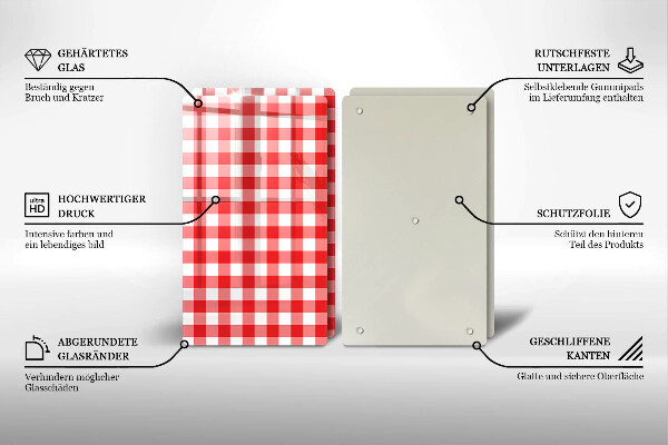 Chopping board Red white grille