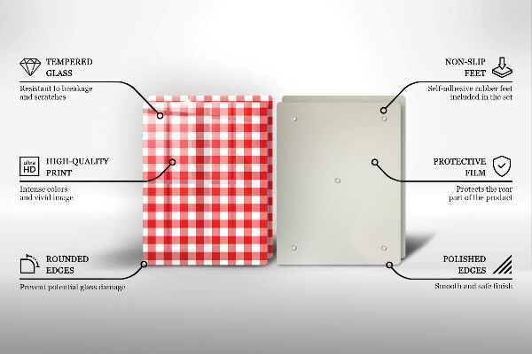 Chopping board Red white grille