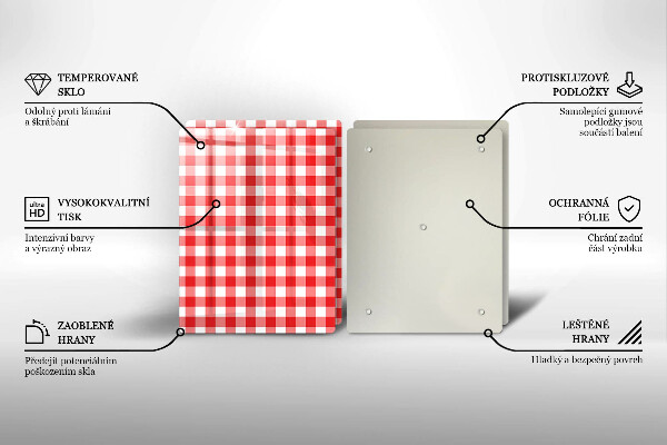 Chopping board Red white grille