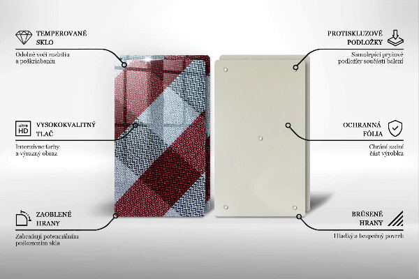 Worktop protector Red white grille