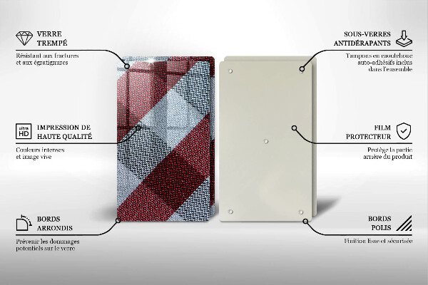 Worktop protector Red white grille