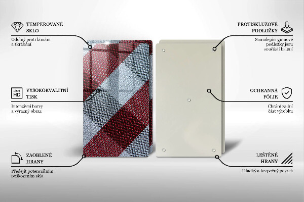 Worktop protector Red white grille