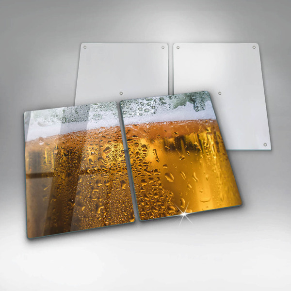 Chopping board Wet glass of beer