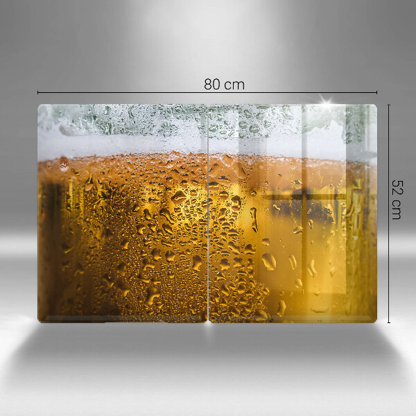 Chopping board Wet glass of beer