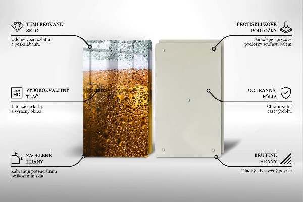 Chopping board Wet glass of beer