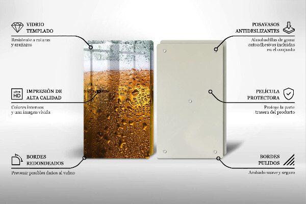 Chopping board Wet glass of beer