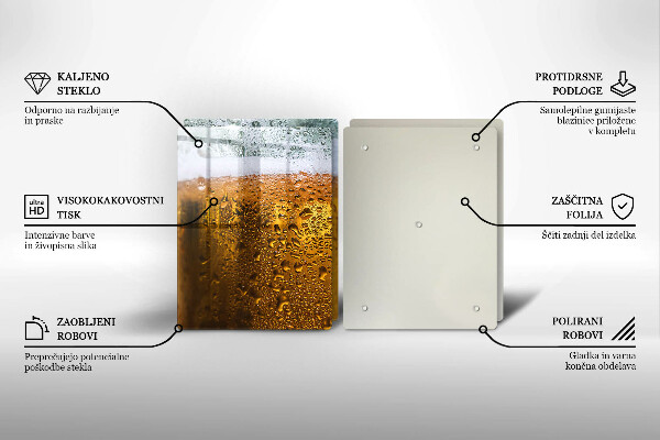 Chopping board Wet glass of beer