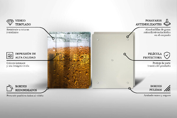 Chopping board Wet glass of beer