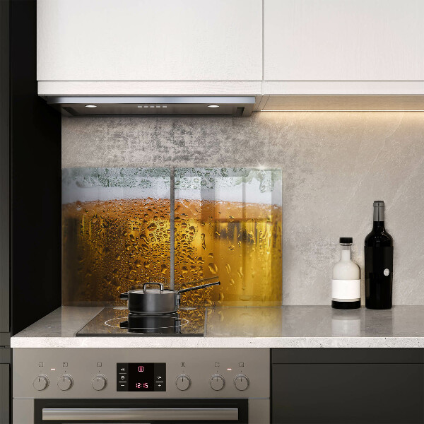 Chopping board Wet glass of beer