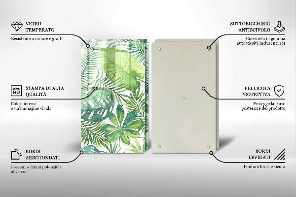 Chopping board Boho watercolors leaves