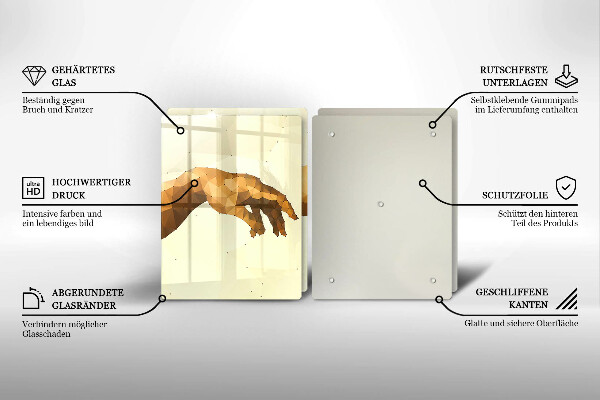 Chopping board Creation of Adam hands