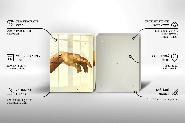 Chopping board Creation of Adam hands