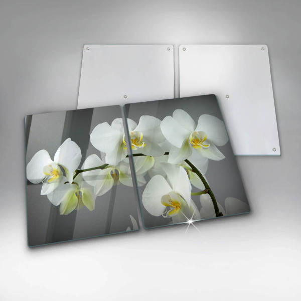 Chopping board White orchid flowers