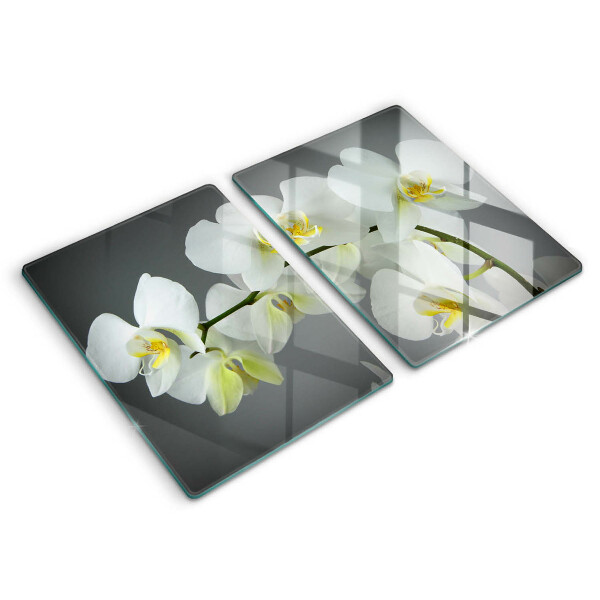 Chopping board White orchid flowers