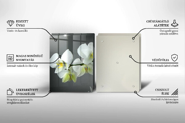 Chopping board White orchid flowers