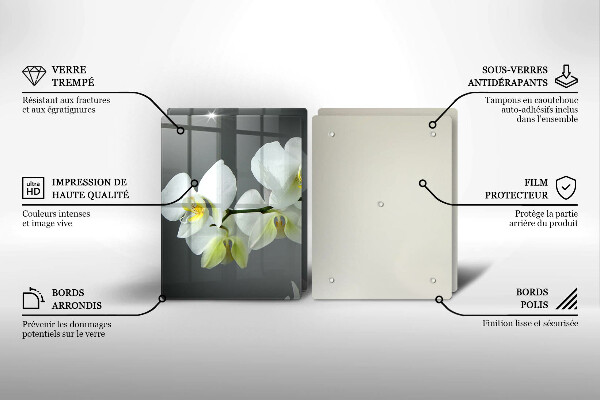 Chopping board White orchid flowers