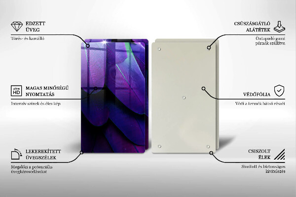 Chopping board Neon feathers