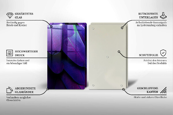 Chopping board Neon feathers