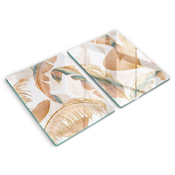 Chopping board Boho feathers and leaves