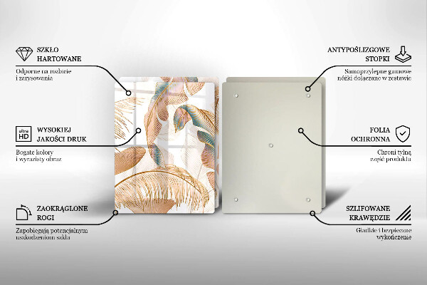 Chopping board Boho feathers and leaves