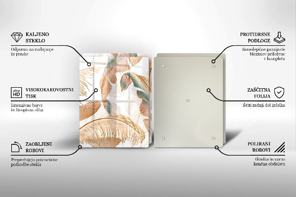 Chopping board Boho feathers and leaves