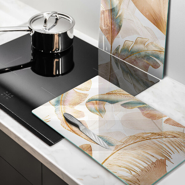 Chopping board Boho feathers and leaves