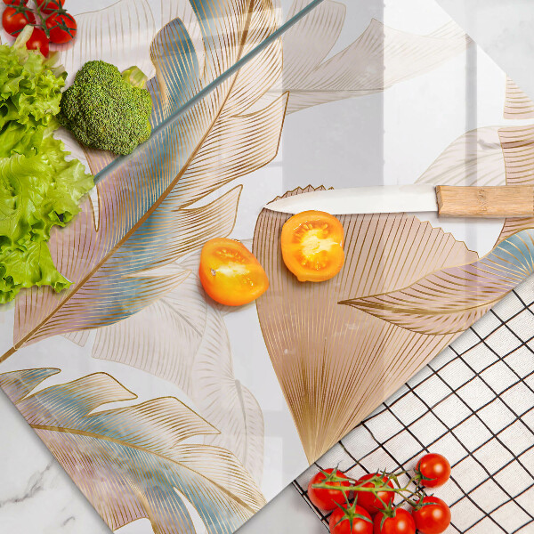 Chopping board Boho feathers and leaves
