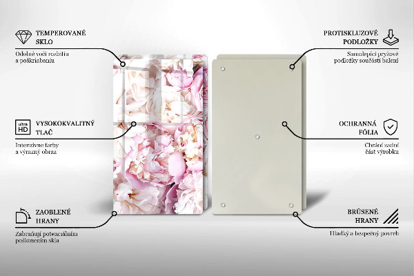 Chopping board Peony bouquet